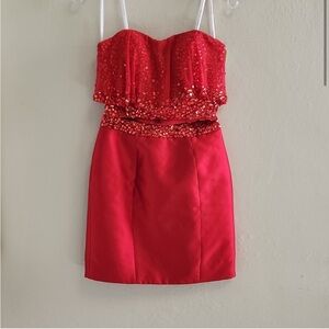 Size 2 red chiffon and mikado 2 piece by Rachel Allan Shorts in cherry red